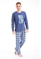 Tampap Erkek Büyük Beden Baskılı Pijama Takımı Uzun Kollu 2170-b Açık Mavi