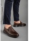 Atom Bağsız Baskılı Kahverengi Erkek Comfort Ayakkabı-2141-KAHVERENGİ