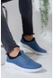 Hakiki Deri Bağsız Mavi Erkek Casual Ayakkabı-1556-MAVİ