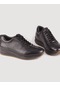 Hakiki Deri Siyah Bağcıklı Erkek Spor Ayakkabı-Siyah (521646178)