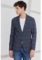 AC&Co / Altınyıldız Classics Erkek Lacivert Slim Fit Dar Kesim Mono Yaka Kazayağı Desenli Ceket