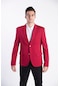 Sposo G-162 Dar Kalıp Örme Kumaş Kırmızı Erkek Blazer Ceket