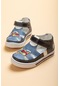 Şirinbebe Şiringenç Figürlü Model Mavi Erkek ilkadım Bebek Çocuk Ayakkabı Sandalet-2326-Mavi