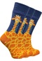 3 Çift Erkek Çorap Renkli Zürafa Desenli Soket Erkek Çorabı