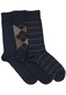 3'Lü Paket Klasik Desenli Lacivert Erkek Çorap Lacivert