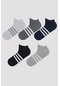 Penti Erkek Çizgili 5li Pembe-Gri Patik Çorap