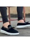 Boa Bağcıksız Siyah Süet Beyaz Taban Klasik Rugan Klasik Ayakkabı