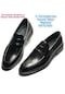 Ferdi Keklik Siyah Erkek %100 Deri Bagcıksız Klasik Ofis Ayakkabı
