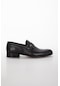 Hakiki Deri Kösele Bağsız Siyah Erkek Klasik Ayakkabı-2190
