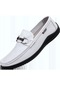 Ikkb Yaz Moda Günlük Yumuşak Taban Rahat Erkek Makosen Ayakkabı Beyaz
