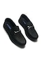 Ston Mat Siyah Erkek Babet Hakiki Deri Günlük Loafer Ayakkabı