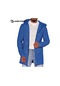 Erkek Günlük Düz Renk Moda Kapşonlu Kaban - Mavi