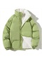 Ikkb Erkek Kışlık Düz Renk Kalınlaştırılmış Pamuklu Kaban Ceket Yeşil