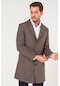Slimfit V Yaka Kışlık Kırçıllı Kahverengi Kaban Palto-Kahverengi