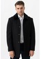 White Stone Vicenza 4016 Berberi Yaka Slim Fit Yünlü Kaban Siyah-Siyah