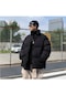 Ikkb Kışlık Erkek Dik Yaka Bol Kesim Pamuklu Ceket Siyah