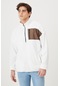 AC&Co / Altınyıldız Classics Erkek Beyaz Oversize Bol Kesim Bato Yaka Cep Detaylı Fermuarlı Soğuk Geçirmez Polar Sweatshirt