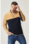 AC&Co / Altınyıldız Classics Erkek KARAMEL-LACI Standart Fit Günlük Rahat Çift Renkli Polar Spor Sweatshirt 4A5221100015KALL