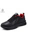 Erkek Su Geçirmez Deri Gündelik Spor Ayakkabı - Siyah Ve Kırmızı