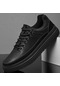 Ikkb Sonbahar Deri Bağcıklı Düz Gündelik Erkek Sneaker Siyah