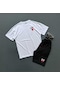 Unisex Dar Kesim Beyaz Tshirt ve Siyah Şort takım C.BULLS Baskılı