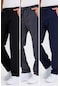 MMetalic Siyah-Antrasit-Lacivert Arka Cepli Etiket Detaylı Düz Paça Erkek Içi Pamuklu 3lü Eşofman Altı Paketi