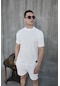 Beyaz Renk Oversize Tişört ve Şort Takım-1593
