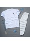 FiftyColor 2 Li Oversize Beyaz Tshirt-Gri Eşofman Kombin JRD