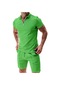 Ikkb Erkek Kısa Kollu Şort Gündelik Bol Yaka Tişört Takım Yeşil
