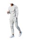 Ikkb İlkbahar ve Sonbahar Uzun Kollu Erkek Spor Giyim Takım 2 Parçalı Set Gündelik - Beyaz