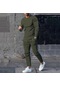 Ikkb İlkbahar ve Sonbahar Uzun Kollu Erkek Spor Giyim Takım 2 Parçalı Set Gündelik - Koyu Yeşil