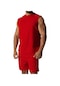 Ikkb Yaz Gündelik İnce Düz Renk 2 Parçalı Set Erkek Kolsuz Spor Takım - Kırmızı