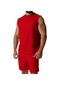 Ikkb Yaz Gündelik İnce Düz Renk 2 Parçalı Set Erkek Kolsuz Spor Takım - Kırmızı