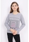 Kinderos ECCK-OLC-3894-13-AN New York Brooklyn Baskılı Kız Çocuk Sweatshirt Antrasit