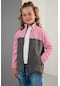 Lela Yumuşak Dokulu Fermuarlı Renk Bloklu Dik Yaka Cepli Unisex Çocuk Polar 5905001 Pembe