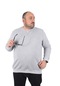 Mocgrande Büyük Beden Sweatshirt V Design 22742 Grı Melanj