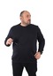 Mocgrande Büyük Beden Sweatshirt V Design 22742 Lacıvert