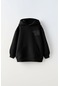 The Champ Clothing Siyah Kapüşonlu İçi Polar Dağ Baskılı Unisex Çocuk Sweatshirt Siyah