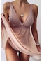 Merry See Şık Tül Dantel Gecelik Babydoll Takım Pembe