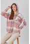 Kadın Çok Renkli Soft  Pudra Oduncu Oversize Ceket Gömlek - S-M