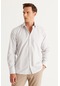 AC&Co / Altınyıldız Classics Erkek Beyaz Bej Comfort Fit Rahat Kesim Klasik Yaka Kareli Pamuklu Gömlek