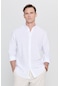 AC&Co / Altınyıldız Classics Erkek Beyaz Comfort Fit Rahat Kesim Düğmeli Yaka Casual Keten Gömlek 4A2022200085BYZXL