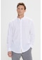 AC&Co / Altınyıldız Classics Erkek Beyaz Comfort Fit Rahat Kesim Gizli Düğme Yaka %100 Pamuk Flamlı Gömlek