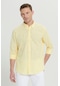 AC&Co / Altınyıldız Classics Erkek Sarı Comfort Fit Rahat Kesim Gizli Düğme Yaka %100 Pamuk Flamlı Gömlek