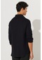 AC&Co / Altınyıldız Classics Erkek Sıyah Comfort Fit Geniş Kesim Klasik Yaka %100 Pamuk Müslin Gömlek