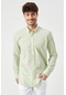 AC&Co / Altınyıldız Classics Erkek Yeşil Slim Fit Dar Kesim Düğmeli Yaka Filafil Desenli Gömlek