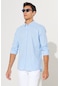 AC&Co / Altınyıldız Classics Tailored Slim Fit Dar Kesim Düğmeli Yaka %100 Pamuk Erkek Gömlek Mavi