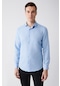 Avva Erkek Açık Mavi Kolay Ütülenebilir Klasik Yaka Gofreli Pamuklu Slim Fit Dar Kesim Gömlek E002030