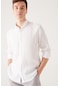 Avva Erkek Beyaz %100 Keten Düğmeli Yaka Comfort Fit Rahat Kesim Gömlek B002191