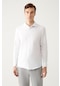Avva Erkek Beyaz Kolay Ütülenebilir Klasik Yaka Gofreli Pamuklu Slim Fit Dar Kesim Gömlek E002030